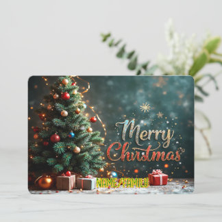 Elegant Christmas Tree with Gifts Holiday Card