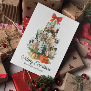 Elegant Christmas Tree with Red Bow & Presents - Holiday Card