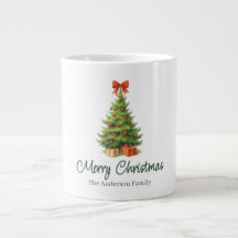 Elegant Christmas Tree with Red Bow & Presents -