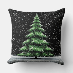 Elegant Christmas Tree With Sparkling Decorations Cushion