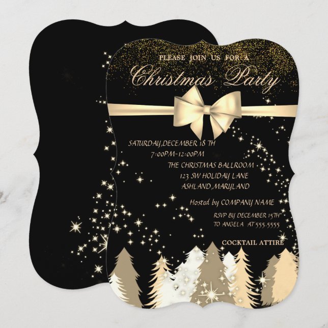 Elegant Christmas Trees,Company Christmas Party Invitation (Front/Back)