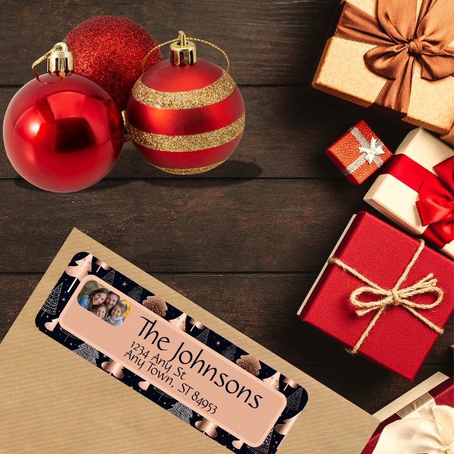 Elegant Christmas Trees Family Return  Address (Creator Uploaded)