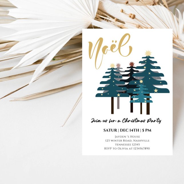 Elegant Christmas Trees Holiday Party Invitation (Creator Uploaded)