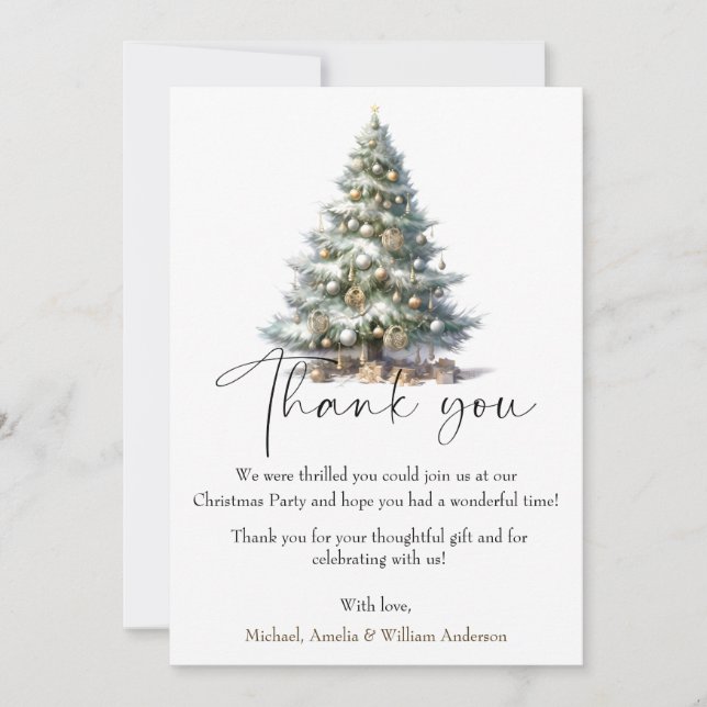 Elegant Christmas Trees – Holiday Season Thank You Card (Front)