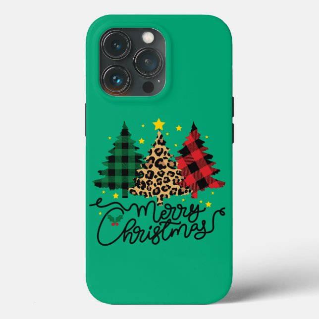 Elegant Christmas Trees Plaid Case-Mate iPhone Case (Back)