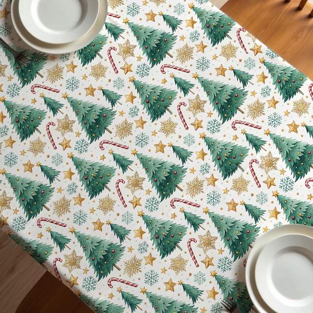 Elegant Christmas trees tablecloth candy cane art (Elegant Christmas trees tablecloth candy cane art

)