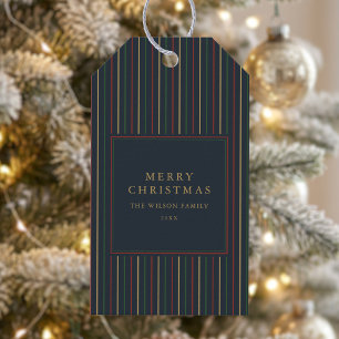 Elegant Christmas Vintage Stripes  Gift Tags