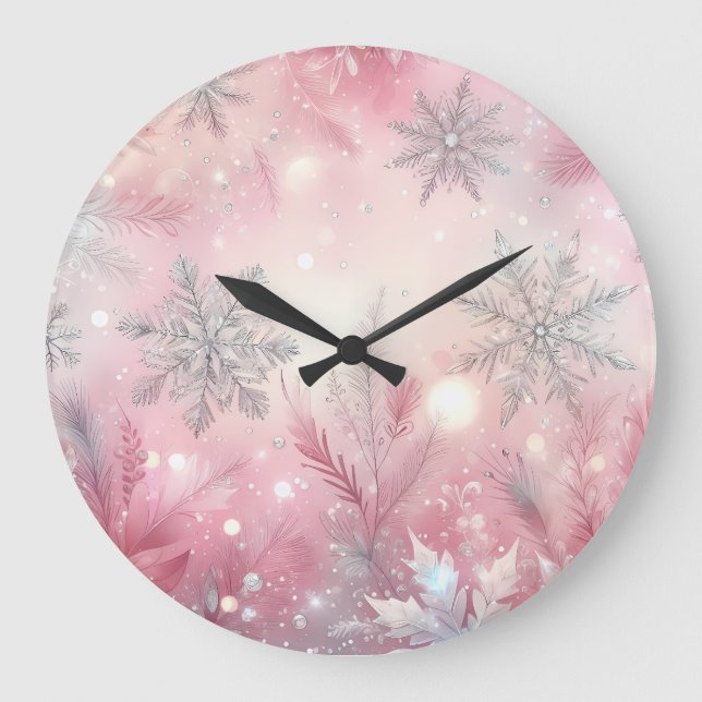 Elegant Christmas Wall Clock – Festive Winter Time (Front)