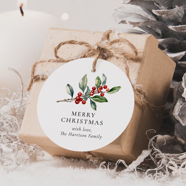 Elegant Christmas Watercolor Botanical Gift Tag (Creator Uploaded)