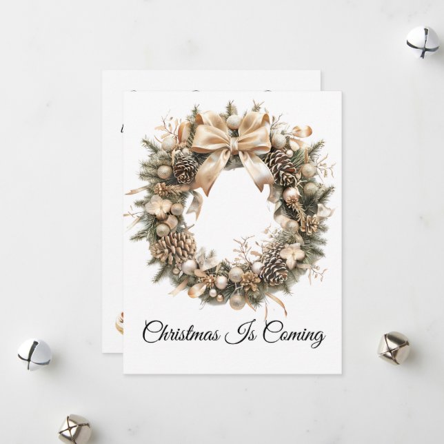 Elegant Christmas Watercolor Botanical Holiday Card (Front/Back In Situ)