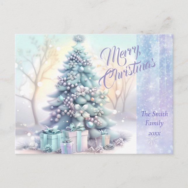 Elegant Christmas Watercolor Botanical Postcard (Front)
