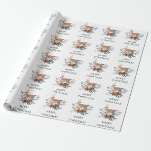 Elegant Christmas Watercolor Deer Holiday Wrapping Paper