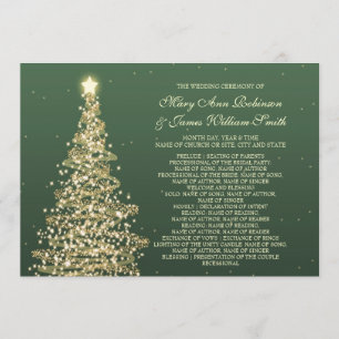 Elegant Christmas Wedding Green Gold Programme