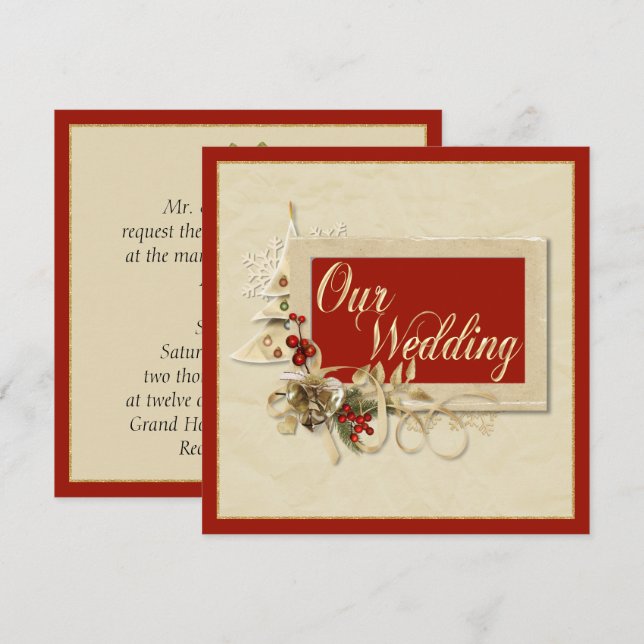 Elegant Christmas Wedding Invitation (Front/Back)