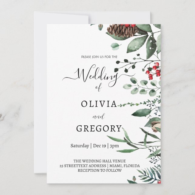 Elegant christmas wedding Invitation (Front)