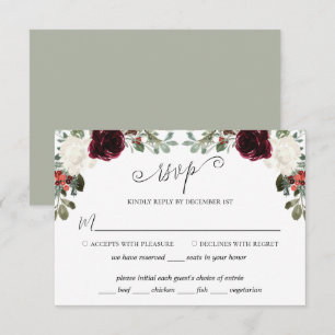 Elegant Christmas Wedding RSVP Card