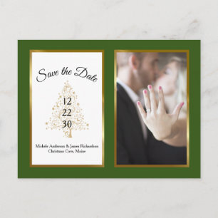 Elegant Christmas Wedding Save The Date Photo Announcement Postcard