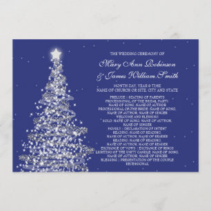 Elegant Christmas Wedding Silver Navy Programme