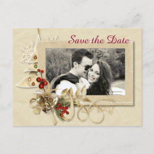 Elegant Christmas Wedding with Photo Save the Date Announcement Postcard