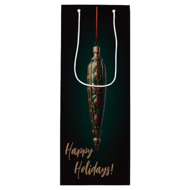 Elegant Christmas Wine Gift Bag (Front)