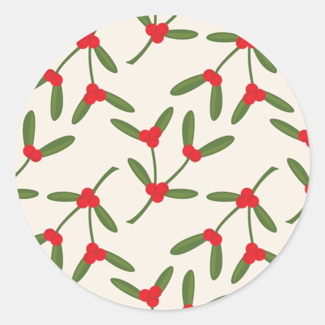 Elegant Christmas Winter Berries Holiday Classic Round Sticker (Front)