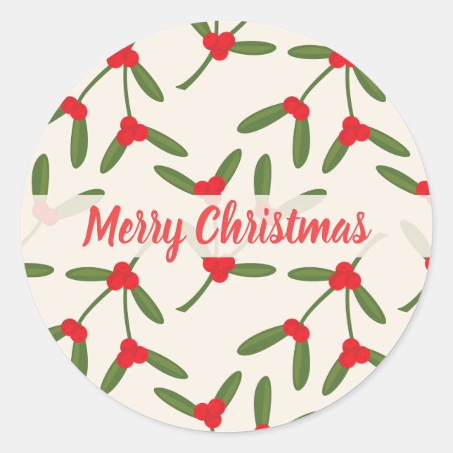 Elegant Christmas Winter Berries Holiday Classic Round Sticker (Front)