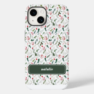 Elegant Christmas Winter Botanical Pattern  iPhone 14 Case