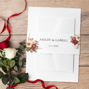 Elegant Christmas Winter Floral Invitation Belly Band