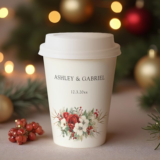 Elegant Christmas Winter Floral Paper Cups (Creator Uploaded)