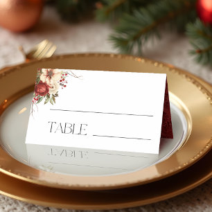 Elegant Christmas Winter Floral Place Card
