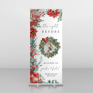 Elegant Christmas   Winter Floral Rehearsal Dinner Retractable Banner