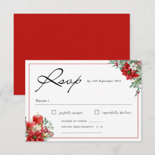 Elegant Christmas   Winter Floral Wedding RSVP Card
