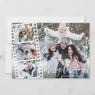 Elegant Christmas Winter Flowers 4 Photo Greeting Holiday Card