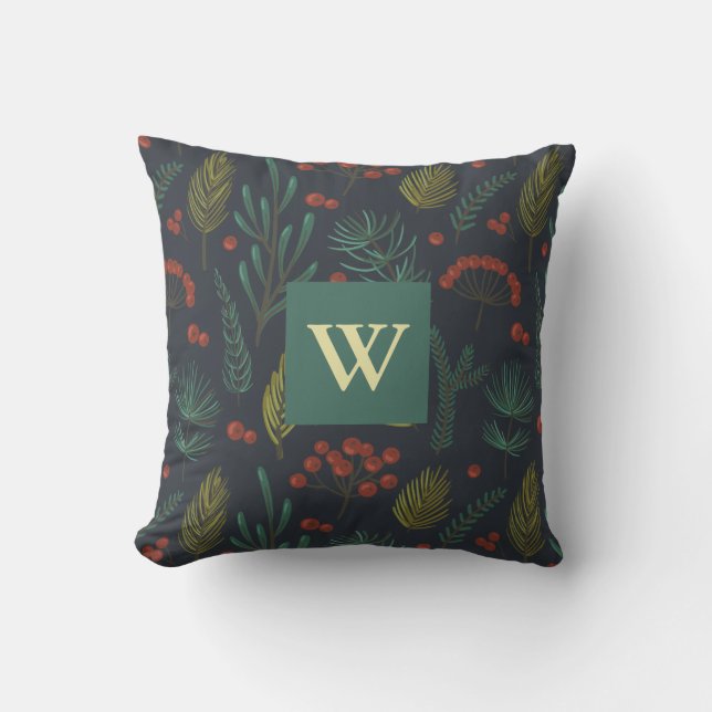 Elegant Christmas Winter Greenery Botanical  Cushion (Front)