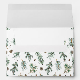 Elegant Christmas Winter Pine Greenery Floral Envelope