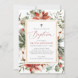 Elegant Christmas Winter Red Baptism Invitation<br><div class="desc">Elegant Christmas Winter Red Baptism Invitation</div>