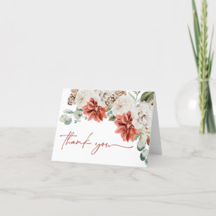 Elegant Christmas Winter Red Gold Bridal Shower Thank You Card