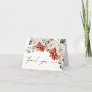 Elegant Christmas Winter Red Gold Bridal Shower Thank You Card