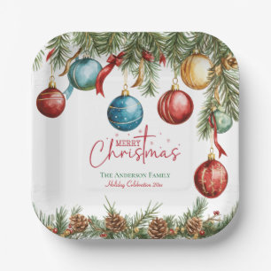 Elegant Christmas Winter Tree Paper Plate