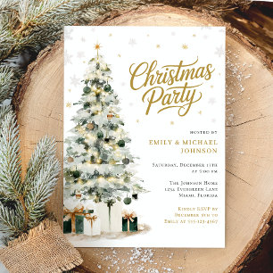 Elegant Christmas Winter Tree Party Invitation