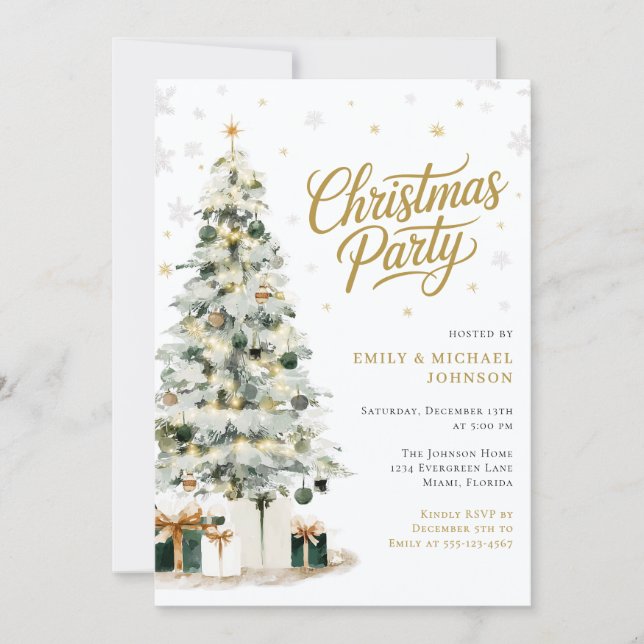 Elegant Christmas Winter Tree Party Invitation (Front)