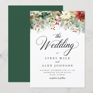 Elegant Christmas Winter Watercolor Wedding  Invitation