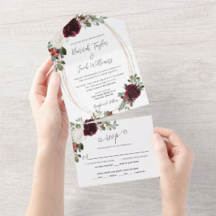 Elegant Christmas Winter Wedding All In One Invitation
