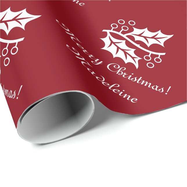 Elegant Christmas wrapping paper with holly leaves (Roll Corner)
