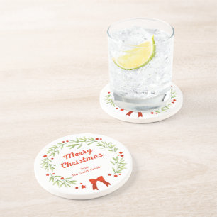Elegant Christmas wreath and stars Coaster
