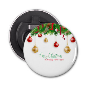 Elegant Christmas Wreath Boarder with Ornaments Bottle Opener