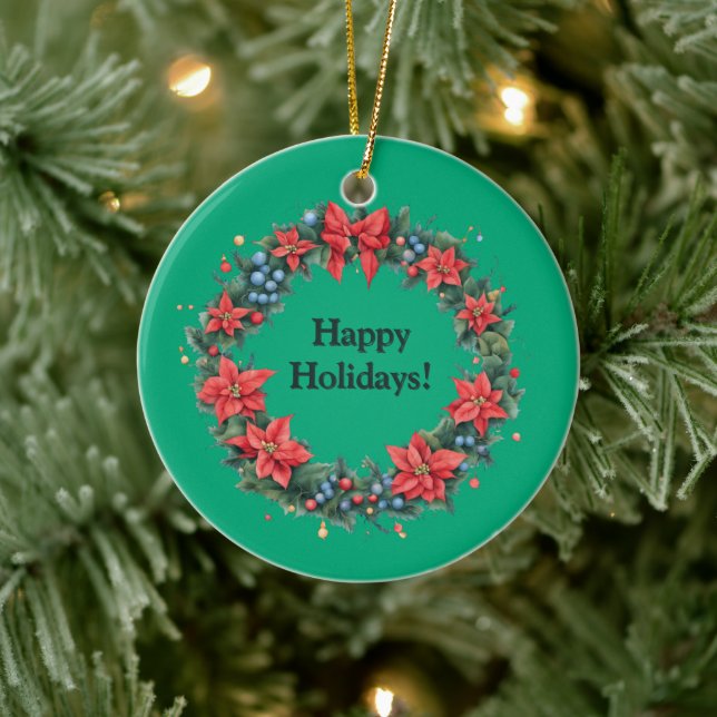 Elegant Christmas Wreath Card – PersonalizedCard Ceramic Tree Decoration (Tree)