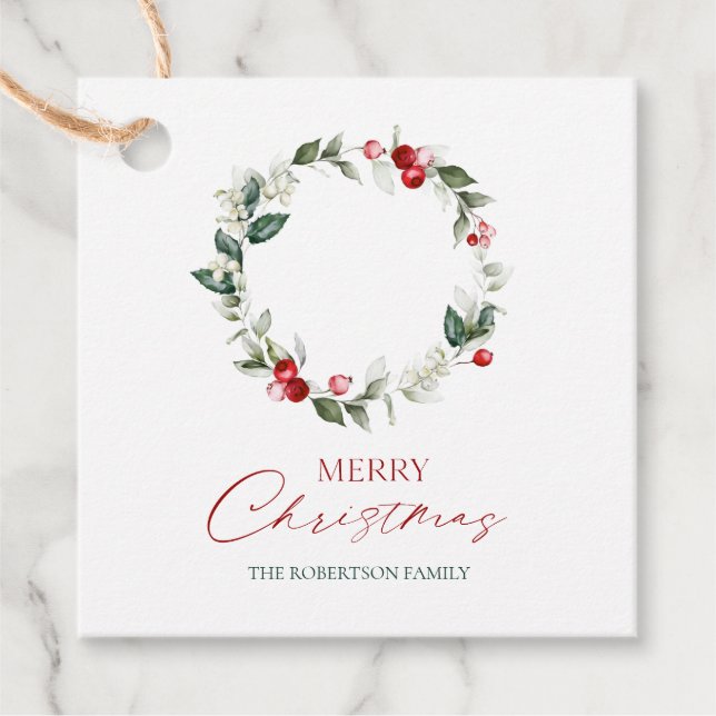 Elegant Christmas Wreath Gift Tag (Front)