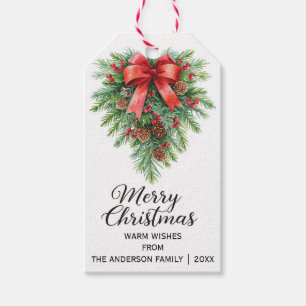 Elegant Christmas Wreath Holiday Gift Tags