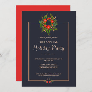 Elegant Christmas Wreath Holiday Party Invitation